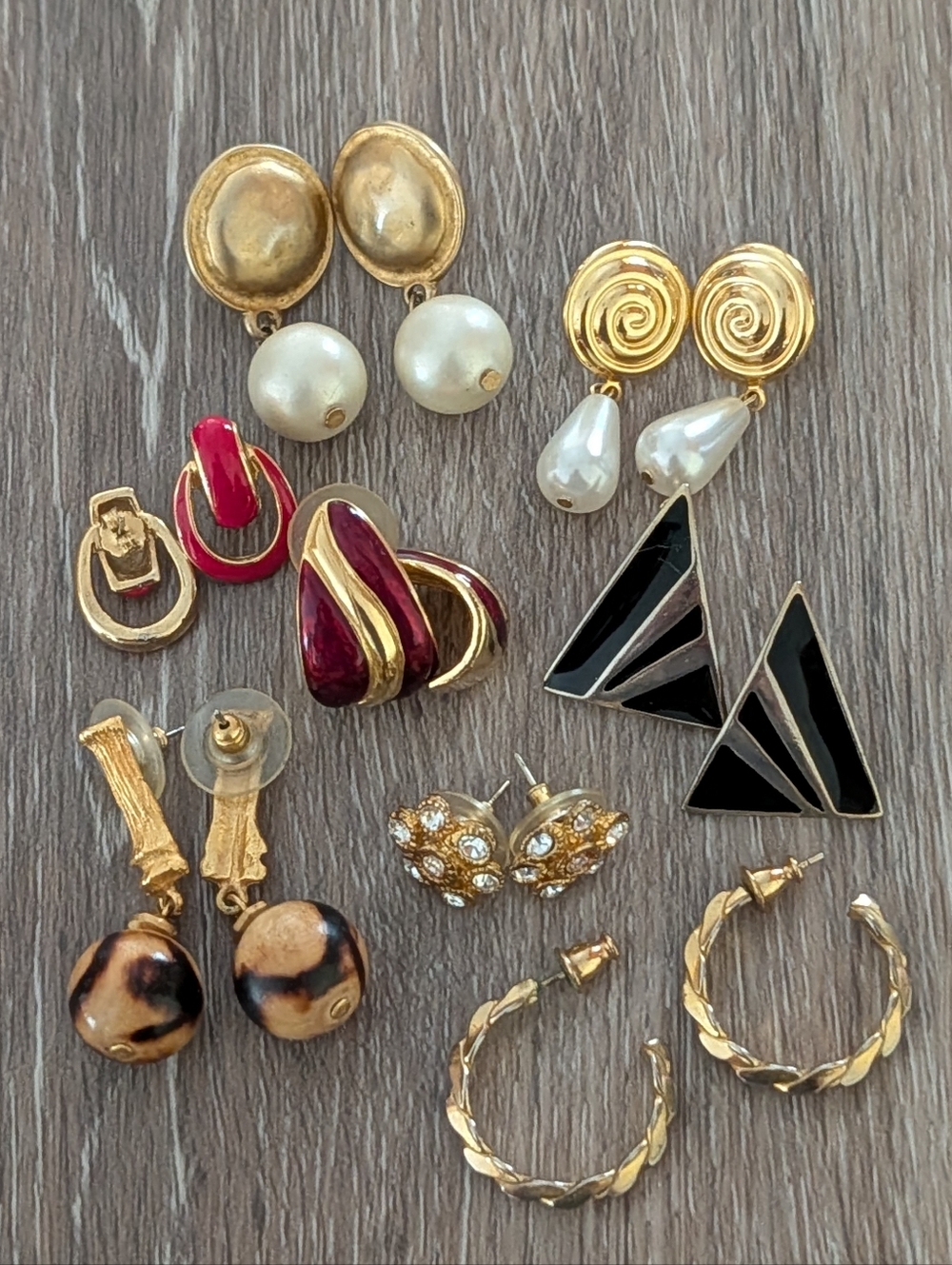 Gold Tone Stud Earring Assorted Bundle Of 8 Pair